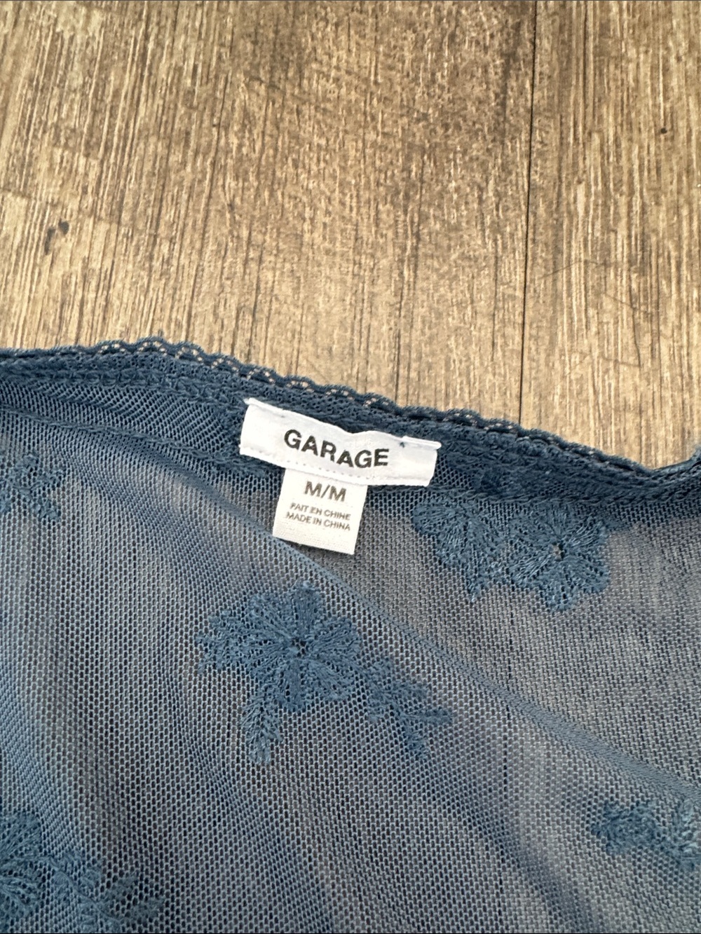 Garage Teal Blue Floral Lace Tie-Front Camisole - Picture 2 of 3